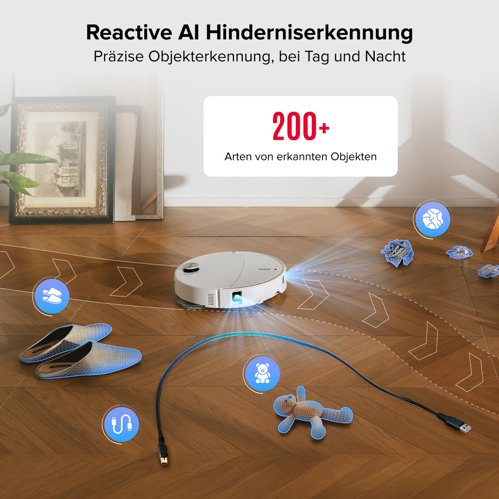 Saugroboter mit Wischfunktion und hebbarem Wischmopp Qrevo Curv 2 Pro 25.000 Pa 7,98 cm LiDAR Navigation Weiß