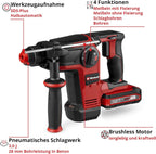 Akku-Bohrhammer TP-HD 18/28 Li BL mit SDS-Plus, 18 V, bürstenlosem Motor, 3,0-Ah-Akku, Ladegerät, E-Case S, 3 Betonbohrern und Flachmeißel