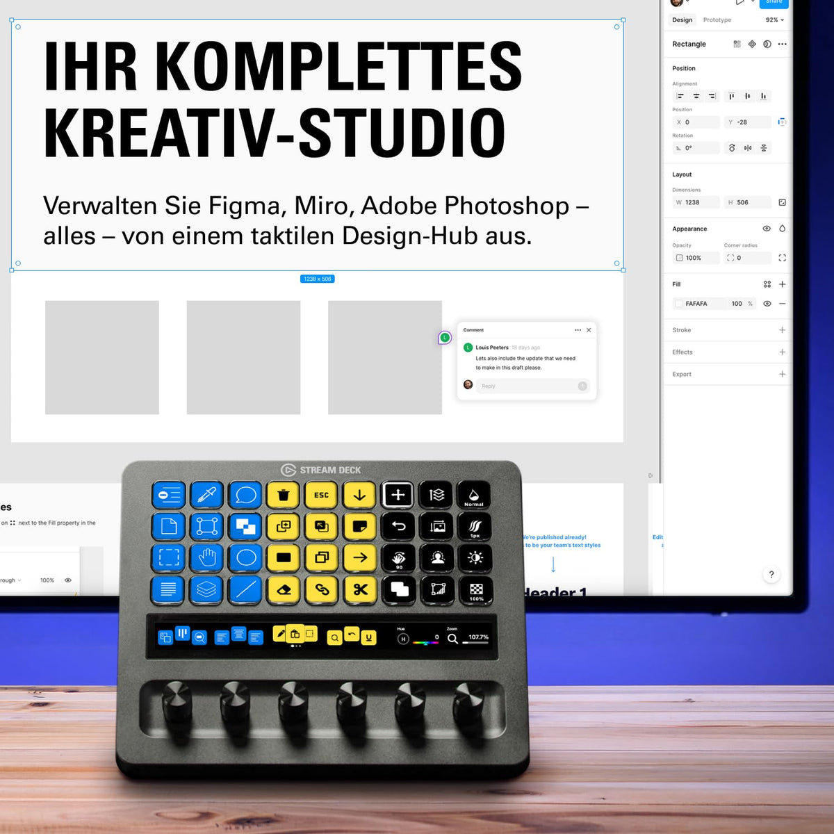 Stream Deck + XL Kontrollplattform mit Touch-Leiste, 36 Makrotasten und 6 multifunktionalen Drehreglern