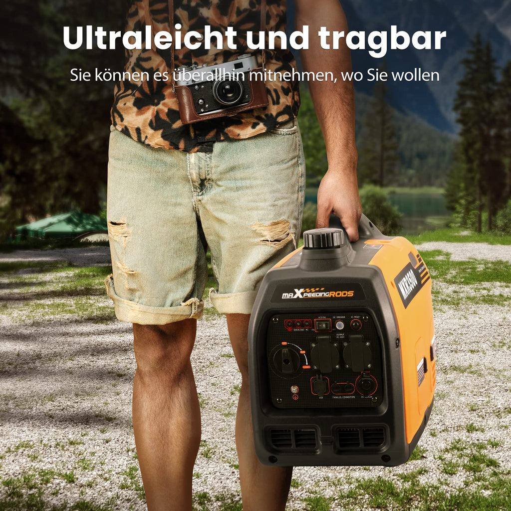 Inverter Stromerzeuger 3300W Benzin Stromgenerator 3000W Dauerleistung 230V leise für Camping und Zuhause