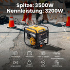 Inverter Stromgenerator 3500W Benzin 4 Takt 223cc tragbar mit 3200W Dauerleistung, 230V und Überlastschutz