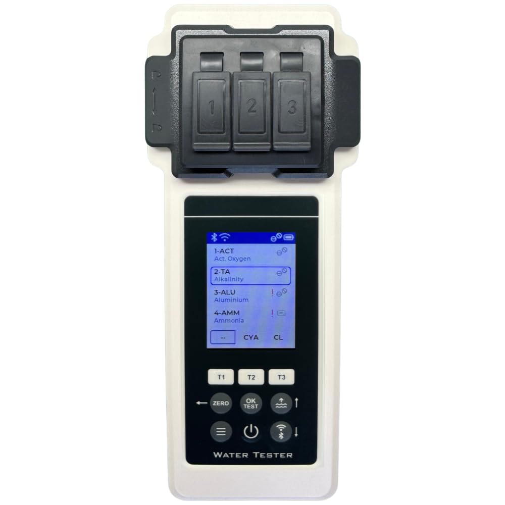 PoolLab 2.0 Wasseranalyse-Set mit Aufbewahrungskoffer und Wasserstandsausgleicher, 27 Parameter, WiFi und Bluetooth
