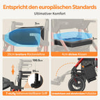 2-in-1 Rollstuhl Rollator faltbar aus Aluminium mit Sitz und Outdoor-Gummireifen, roter Gehwagen bis 136 kg
