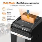 Aktenvernichter mit Auto-Feed für 200 Blatt, P-4 Mikroschnitt, 31 L Behälter, schwarz