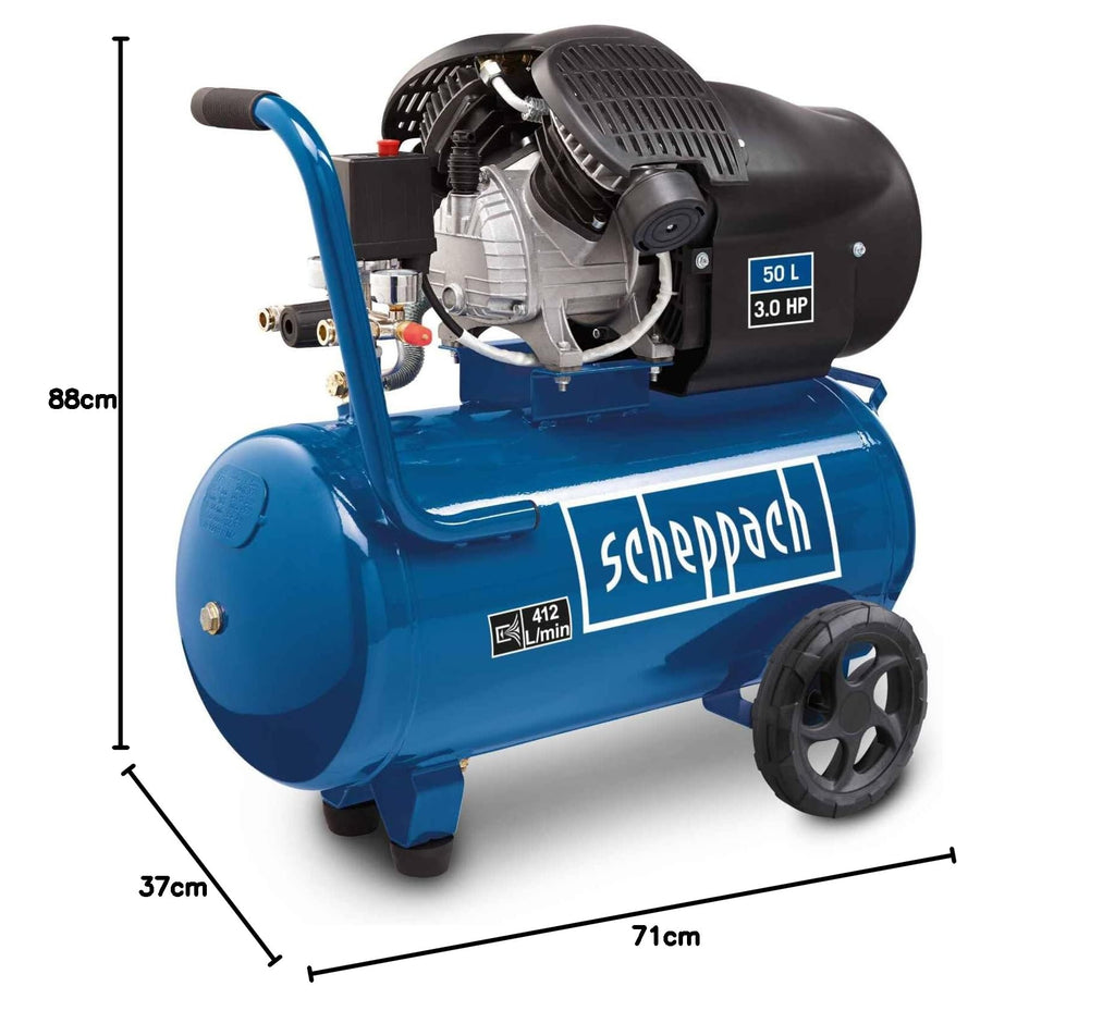 Druckluftkompressor HC53DC, 2200 W, 50 L Kessel, 10 bar, 412 L/min Ansaugleistung, ölgeschmiert, Doppelzylinder
