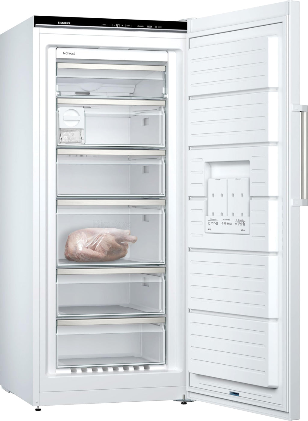 Freistehender Gefrierschrank iQ500 GS51NAWCV 289 L mit noFrost und bigBox, 161 x 70 cm, in Weiß