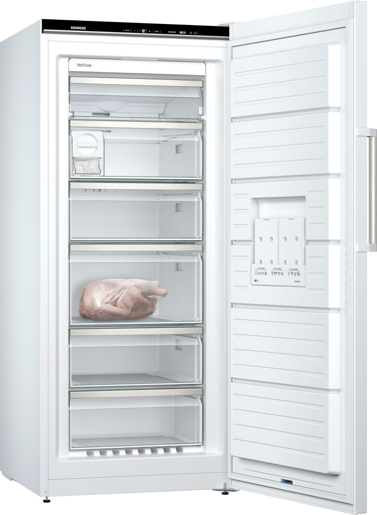 Freistehender Gefrierschrank iQ500 GS51NAWCV 289 L mit noFrost und bigBox, 161 x 70 cm, in Weiß