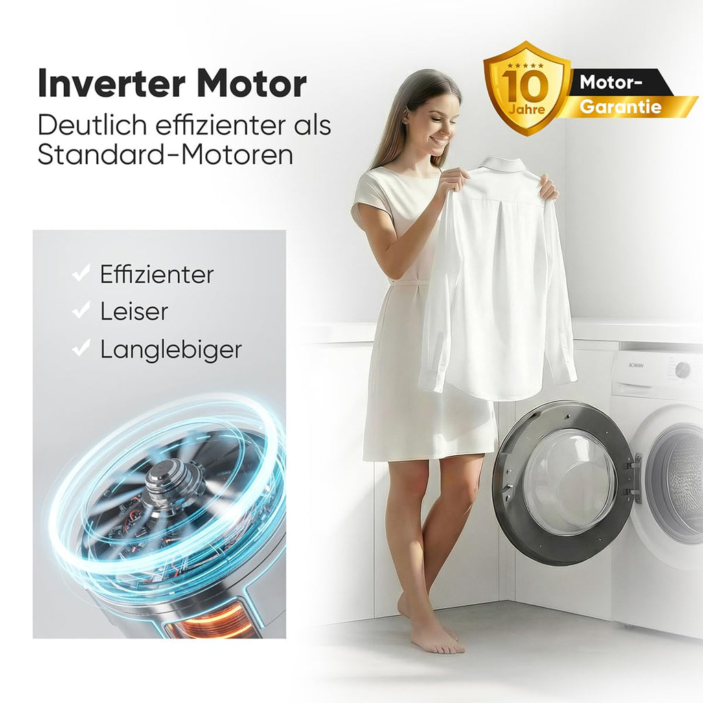 Waschmaschine 7 kg mit Invertermotor und 15 Programmen, max. 1400 U/min, LED-Display und Endzeitvorwahl, Modell WA 7175.1 in Weiß