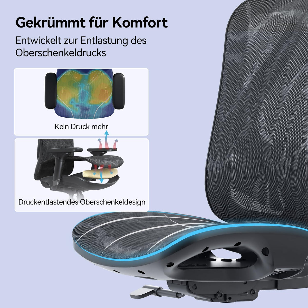 Ergonomischer Bürostuhl M57 mit 3D-Armlehne und Lendenwirbelstütze, Netz-Hochlehne, bis 150 kg, schwarz