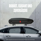 Dachbox 320 l für Auto aus Polypropylen in Schwarz mit Zentralverriegelung und Carbonlook