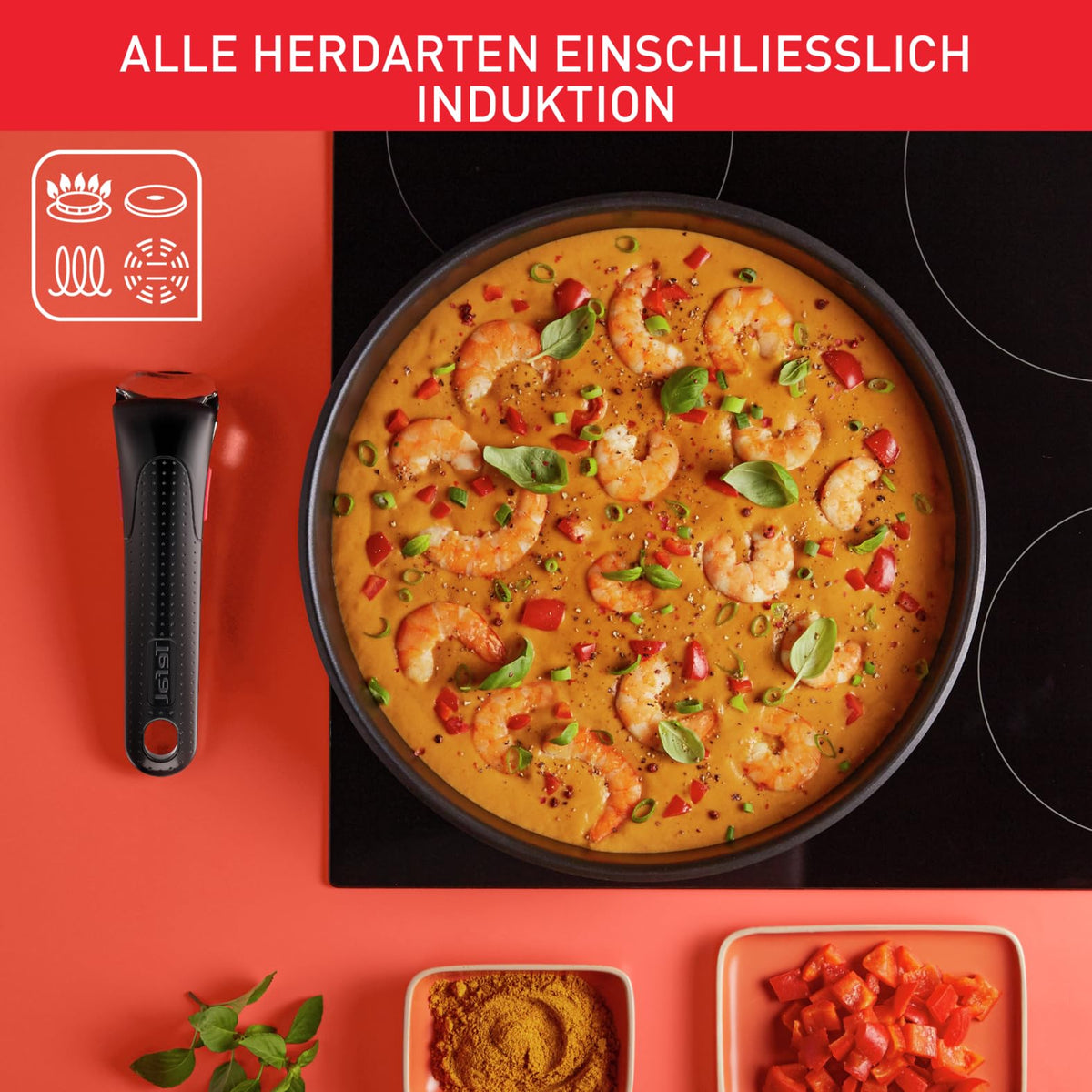 Topf- und Pfannenset 20-teilig mit abnehmbarem Griff, Edelstahl, Induktion, Antihaftversiegelung