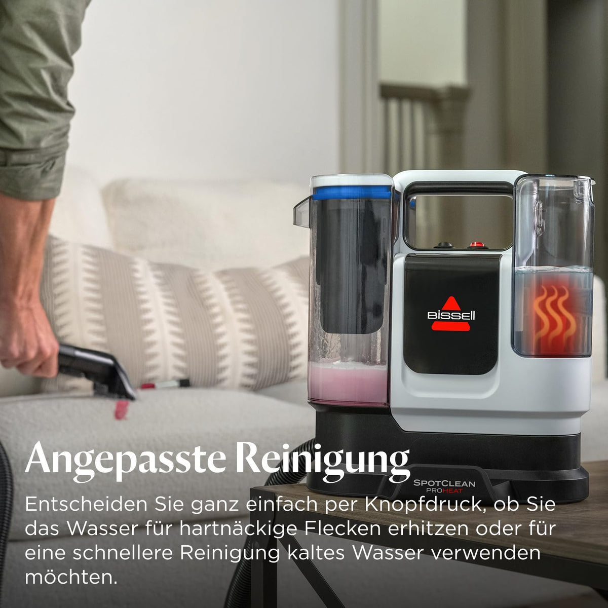 SpotClean ProHeat Advanced Teppichreiniger 1125 W mit 59 °C ProHeat-Technologie, 16.000 Pa Saugkraft und Doppelbehälter 0,9 l/0,8 l