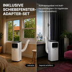 Mobile Klimaanlage 9000 BTU mit Luftentfeuchter und Ventilator, 3-in-1 Klimagerät für Räume bis 20 m², mit Abluftschlauch, Schiebefenster-Adapter