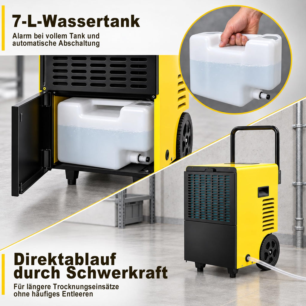 Bautrockner Luftentfeuchter 30 L pro Tag 7 L Wassertank Keller Baustelle bis 90 m² LED-Display Timer Abtauautomatik