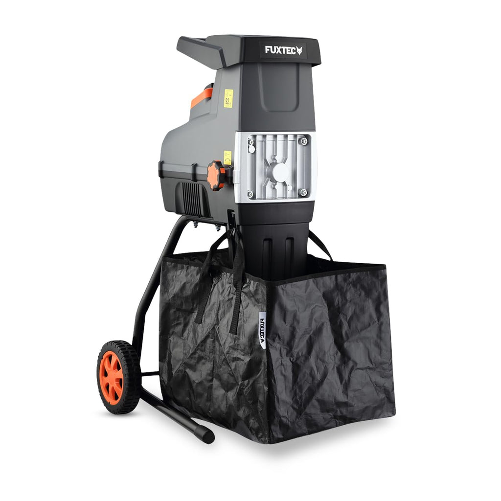 Elektro Gartenhäcksler FX-EGH2800T mit 2800 W und Walzenhäcksler für Äste bis 44 mm, 60 L Fangsack sowie 92 dB(A) Betrieb