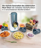 Elektrischer Gemüseschneider Nicer Dicer Electro PRO Set 32-teilig in Sage mit 9 Einsätzen zum Reiben, Hobeln, Würfeln und Schneiden