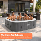 Whirlpool Spa für 6 Personen, 185 x 185 cm, 2400 W mit 130 Luftdüsen und Thermoabdeckung
