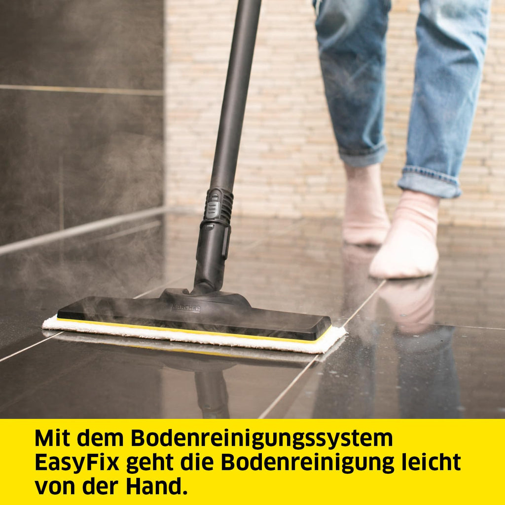 Dampfreiniger SC 4 EasyFix 3,5 bar mit Bodenreinigungsset 2 Verlängerungsrohren Bodendüse und Mikrofaser-Bodentuch