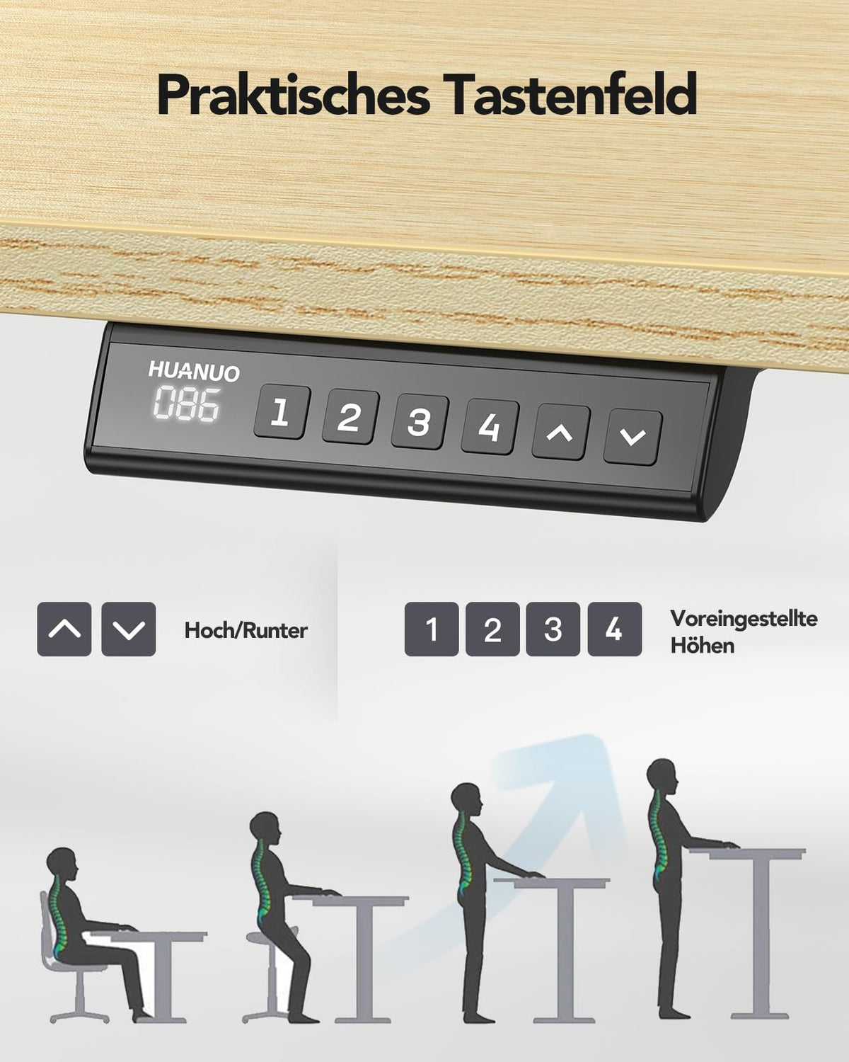 Höhenverstellbares Schreibtischgestell mit bürstenlosem Motor, 72-118 cm, 100 kg Traglast, für Tischplatten 110-220 cm