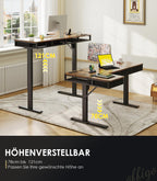 Eckschreibtisch höhenverstellbar elektrisch L-Form 160 x 80 cm mit 4 Schubladen, Steckdose und USB in Braun