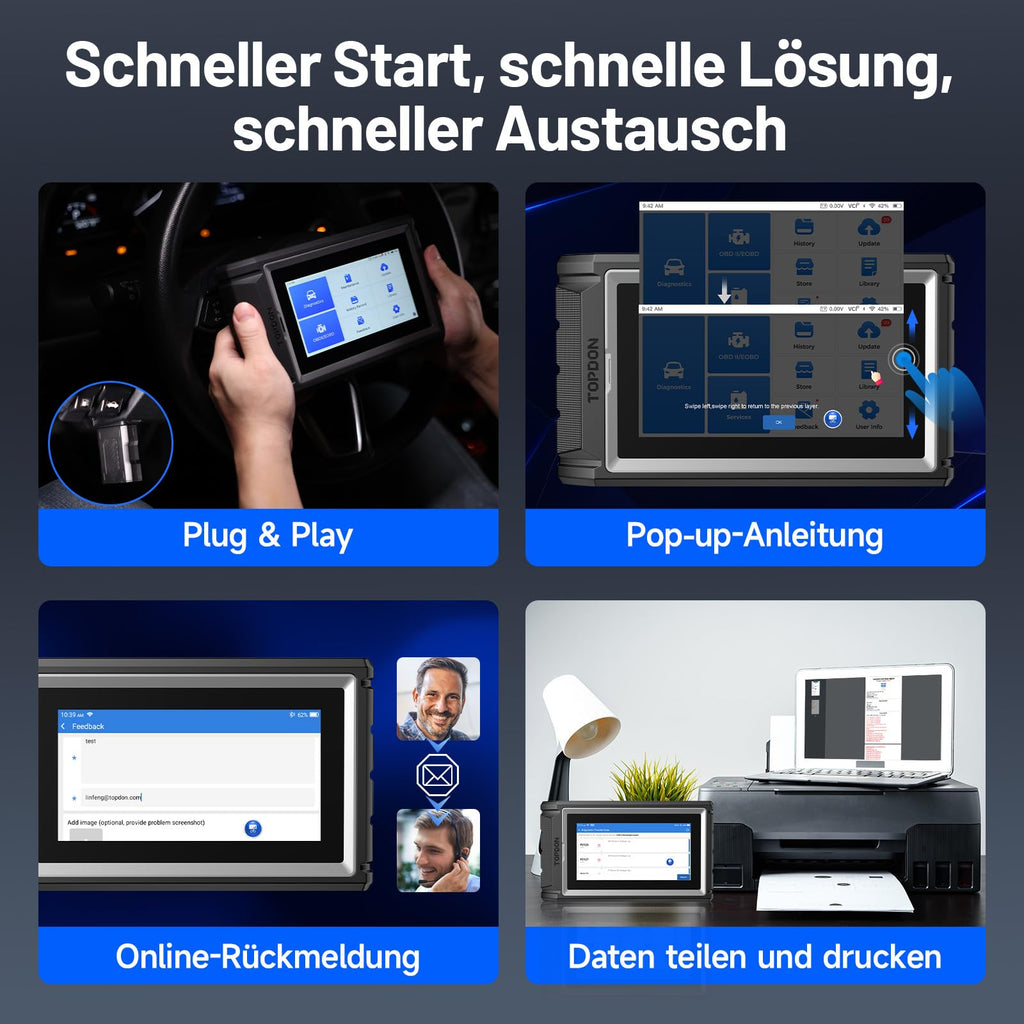 OBD2 Diagnosegerät Auto mit Bluetooth, bidirektionaler Steuerung, 28+ Wartungsfunktionen, FCA-Gateway-Zugang und CAN-FD-Protokoll