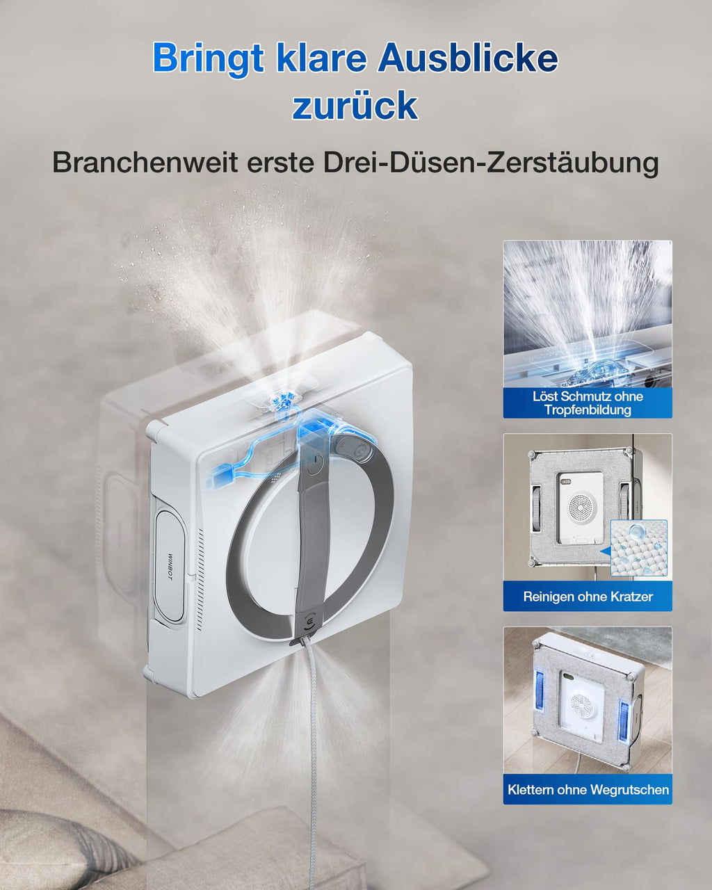 Fensterputzroboter WINBOT W2 PRO Omni mit 6-in-1 Multifunktionsstation und 12-stufigem Schutzsystem, weiß