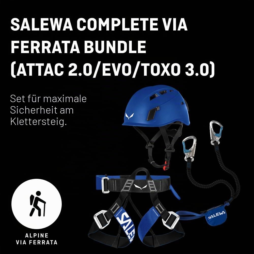 Klettersteig-Komplettset mit Helm Toxo 3.0 und Attac Set, für 40-120 kg, aus Aluminium