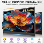 Tragbarer Laptop-Bildschirm 15,6"""" FHD 1080p Dreifach-Monitor für 13–17,3"""" Laptops, USB-C/HDMI Plug & Play mit Tasche