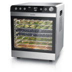 Dörrautomat aus Edelstahl mit 10 Gitterrosten, 8400 cm², 800 Watt, 8 Programme, 30-85°C, Timer, BPA-frei