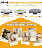 Elektrischer Wischmopp M3 Pro mit 2 Akkus 800 U/min 300 ml Wassertank LED-Licht und 3 Geschwindigkeitsstufen