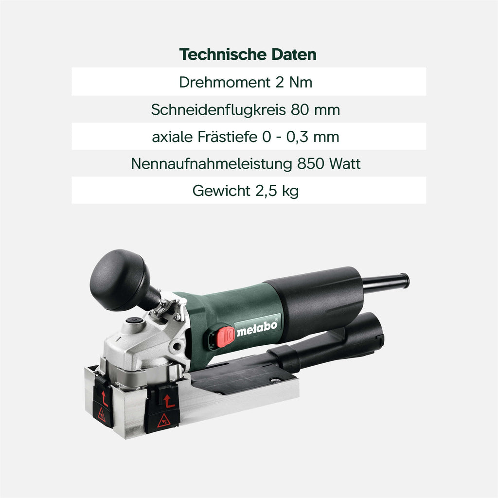 Lackfräse zum Entfernen von Farben und Lacken, 850 W, 4 m Kabel, mit 4 Hartmetallklingen und metaBOX 145