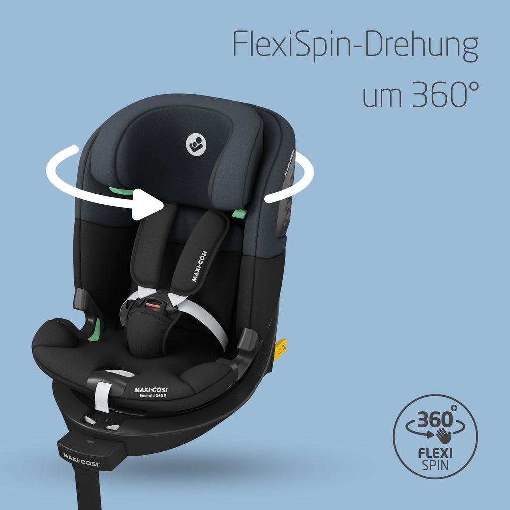 Kindersitz mit ISOFIX und 360°-Drehung, 40–150 cm, rückwärtsgerichtet bis 4 Jahre, Tonal Black