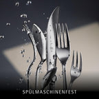 Besteck Set 60 teilig für 12 Personen, Sitello Serie aus Cromargan Edelstahl 18/10 poliert mit Hammerschlag, inklusive Monobloc-Messer