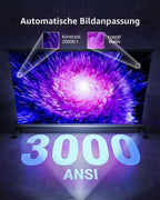 Projektor 4K Heimkino mit Google TV Stick, 3000 ANSI Lumen, Autofokus und 6D Trapezkorrektur, Full HD 1080P, WiFi 6, Bluetooth 5.2