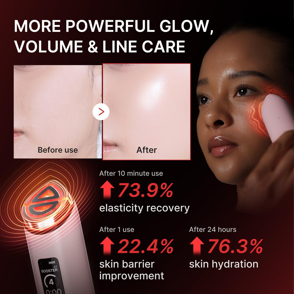 7-in-1 Beauty-Gerät Age-R Booster Pro X2 mit 2X Glow, Poren- und Hautpflege, Dual- & Maskenmodus, Pink