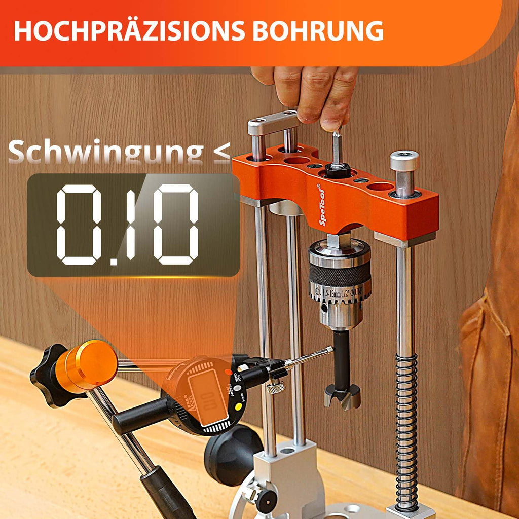 Bohrständer Akkuschrauber 1/2-Zoll-Bohrfutter 0-60° winkelverstellbar 3 Führungsstangen Aluminium V-Block präzise Bohrungen