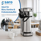 Kaffeemaschine mit Edelstahl-Isolierkanne 2,2 L, Modell THERMO 24, 2,069 kW, Brühzeit 5–6 Min, Trockenlaufschutz