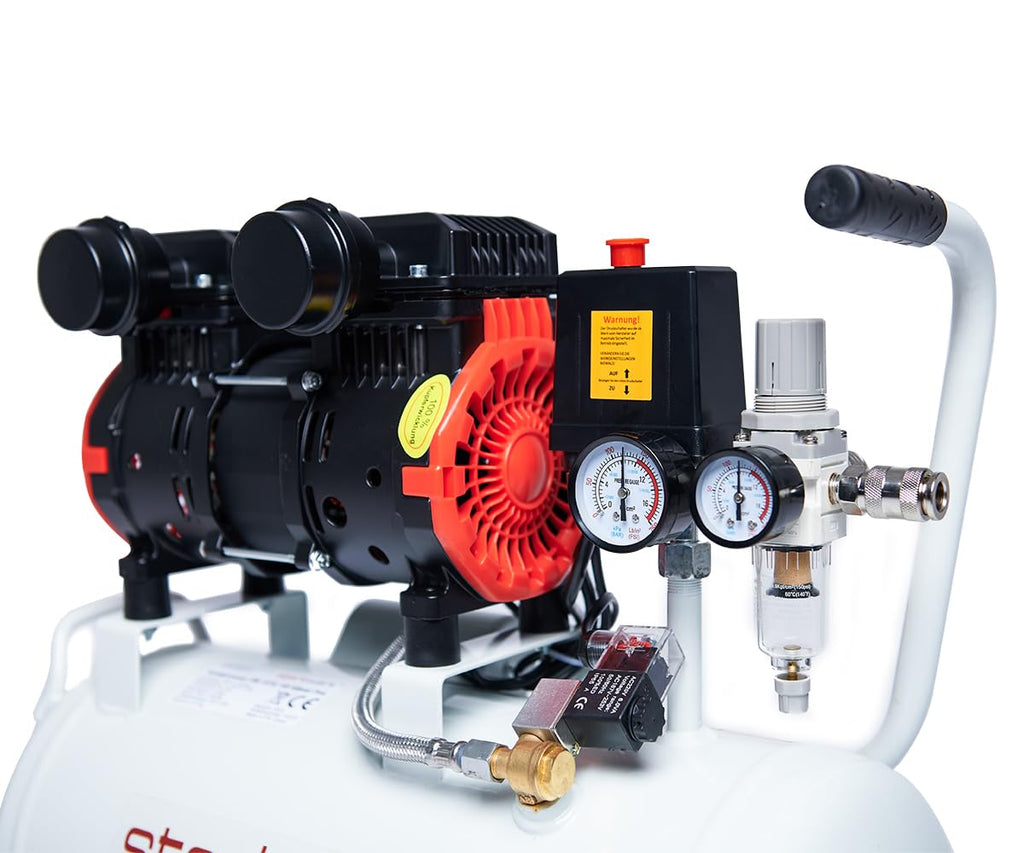 Flüsterkompressor SW 375/10 Pro 24 l 10 bar 1100 W ölfrei 230 V 1,5 PS mit Wasserabscheider Kupferwicklung