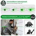 Kreuzlinienlaser 360 Grad mit motorischer Basis, Fernbedienungsempfänger und 5200-mAh-Akku