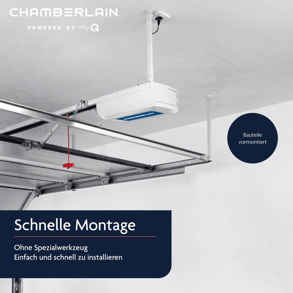 Garagentorantrieb ML1040EV mit 1000 N Zugkraft für Tore bis 140 kg, leiser Zahnriemenantrieb und Smart-Home-Fähigkeit, inkl. 2 Handsender