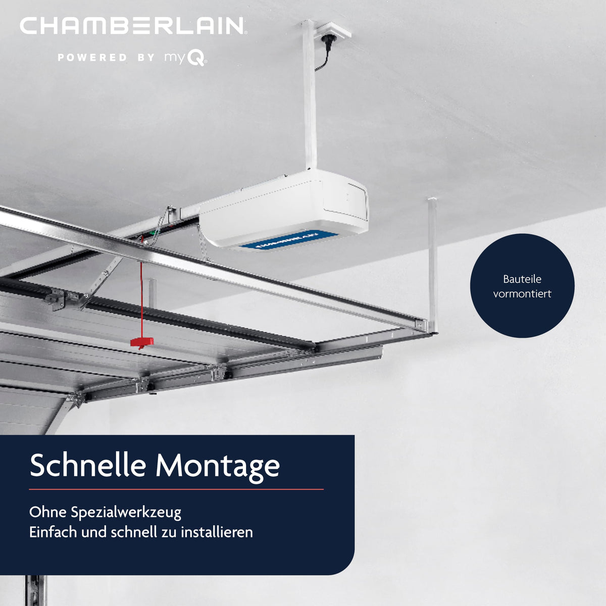 Garagentorantrieb ML1040EV mit 1000 N Zugkraft für Tore bis 140 kg, leiser Zahnriemenantrieb und Smart-Home-Fähigkeit, inkl. 2 Handsender