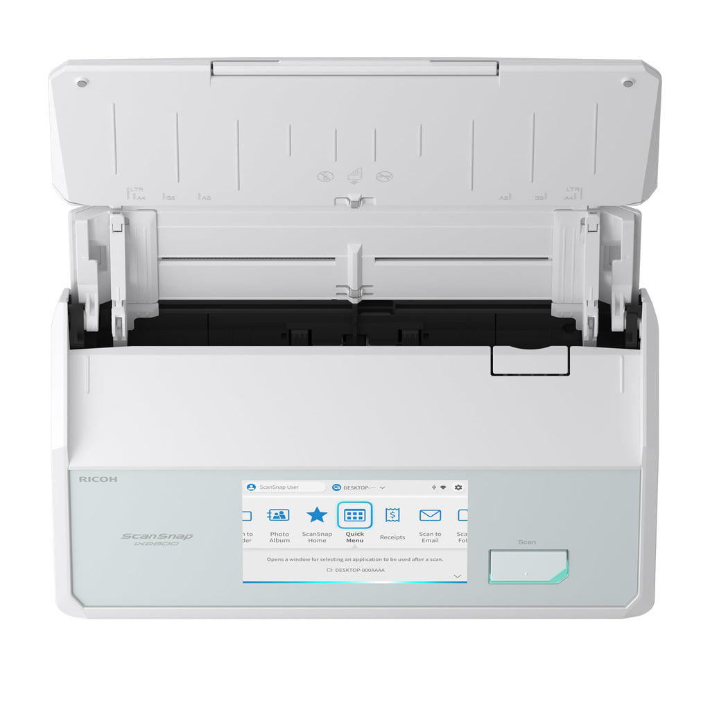 Dokumentenscanner iX2500 A4 mit Duplex-Scan, 45 Seiten pro Minute und 100-Blatt-ADF, 600 dpi, 5-Zoll-Touchscreen, WLAN, Bluetooth und USB 3.2