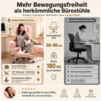 Bürostuhl mit Fußstütze und 135° verstellbarer Rückenlehne, Home Office, Teddy-Stoff