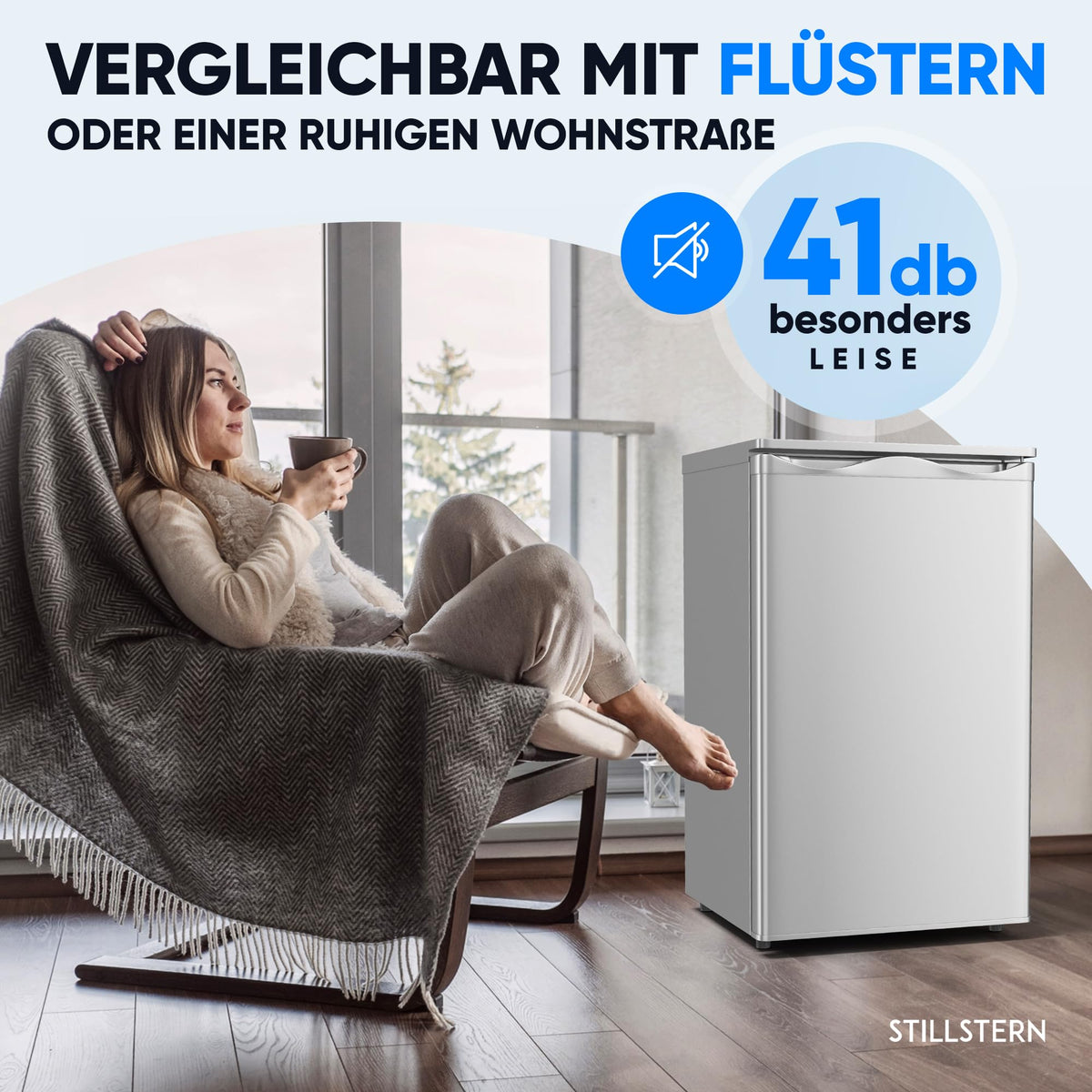 Klein-Gefrierschrank 73 L mit 4-Sterne-Gefrierfach, 3 Fächer und wechselbarem Türanschlag, silber