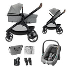 3-in-1 Kinderwagen Zelia Select mit Babyschale CabrioFix S i-Size, 0–22 kg, inkl. Wickeltasche und Regenverdeck, Grau