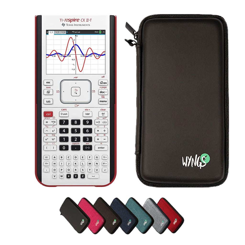 Grafikrechner TI-Nspire CX II-T mit Schutztasche in Schwarz, batteriebetrieben mit Farbdisplay