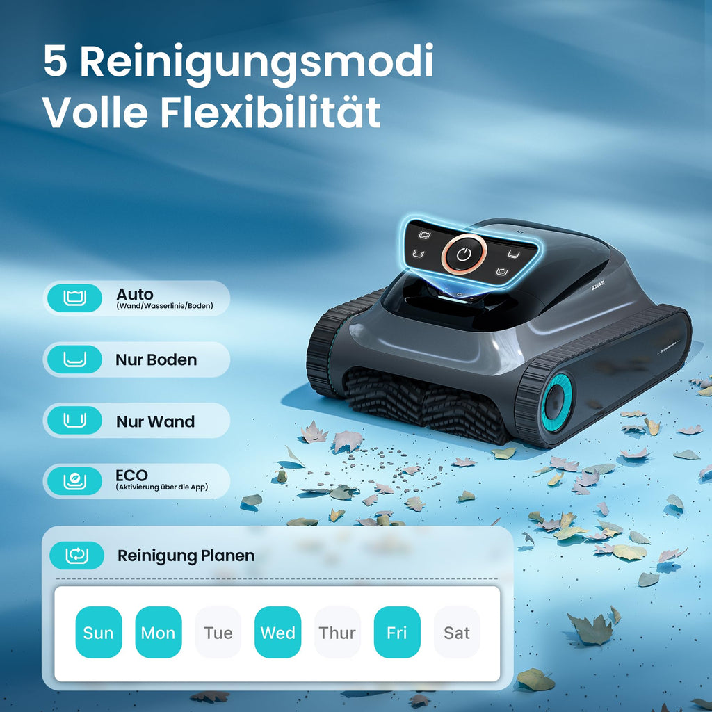 Poolroboter Scuba S1 für Boden, Wand und Wasserlinie mit Doppelfiltration, 270 Min Laufzeit und App-Steuerung