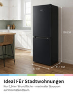 Kühl-Gefrierkombination 174 L, 150 cm hoch, Low Frost, 39 dB, mit 115 L Kühlteil und 59 L Gefrierteil, Schwarz