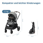 3-in-1 Kinderwagen Zelia Select mit Babyschale CabrioFix S i-Size, 0–22 kg, inkl. Wickeltasche und Regenverdeck, Grau