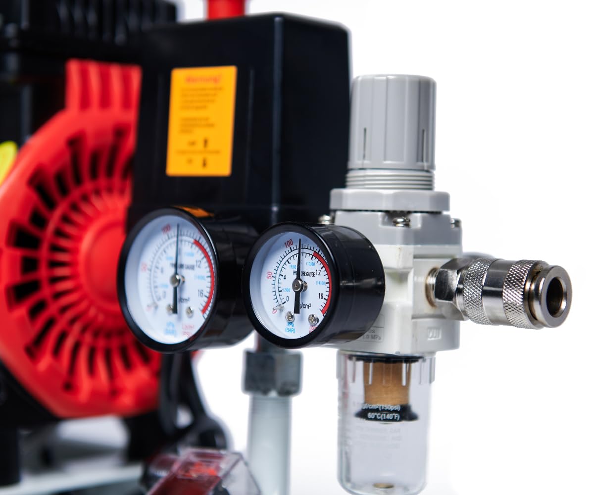 Flüsterkompressor SW 375/10 Pro 24 l 10 bar 1100 W ölfrei 230 V 1,5 PS mit Wasserabscheider Kupferwicklung